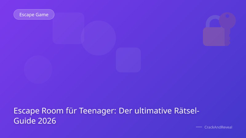 Escape Room für Teenager: Der ultimative Rätsel-Guide 2026