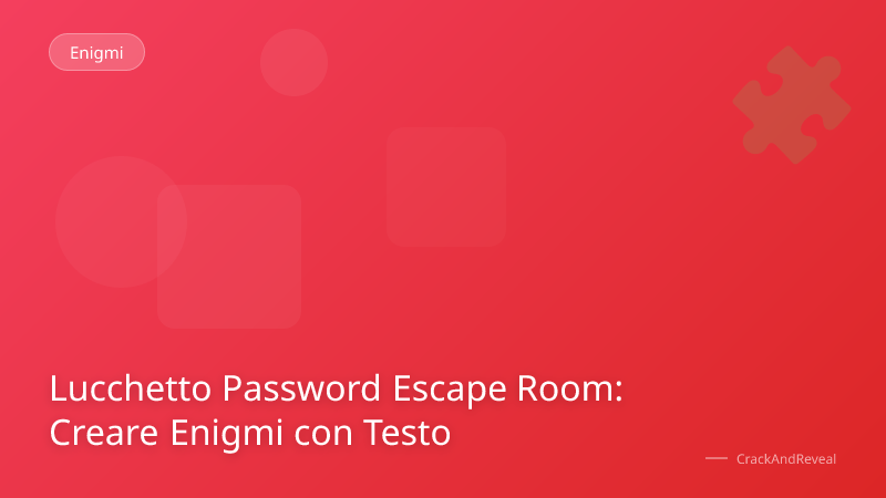 Lucchetto Password Escape Room: Creare Enigmi con Testo