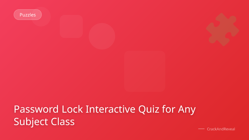 Password Lock Interactive Quiz for Any Subject Class