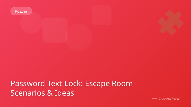 Password Text Lock: Escape Room Scenarios & Ideas