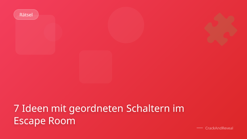 7 Ideen mit geordneten Schaltern im Escape Room