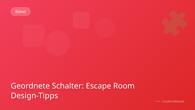 Geordnete Schalter: Escape Room Design-Tipps