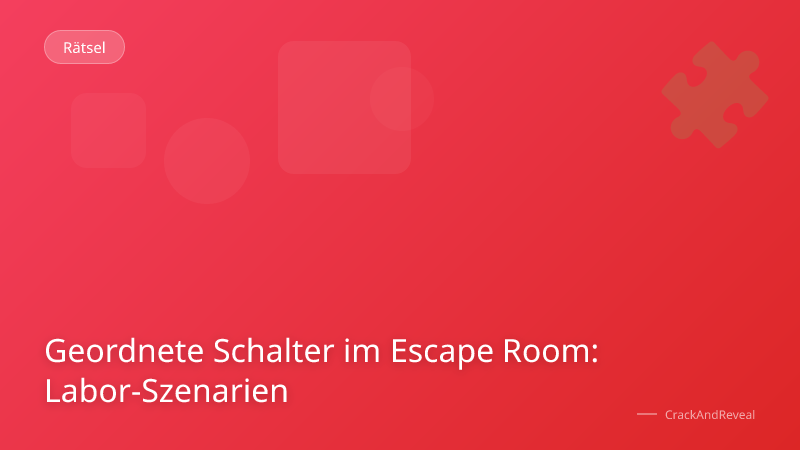 Geordnete Schalter im Escape Room: Labor-Szenarien