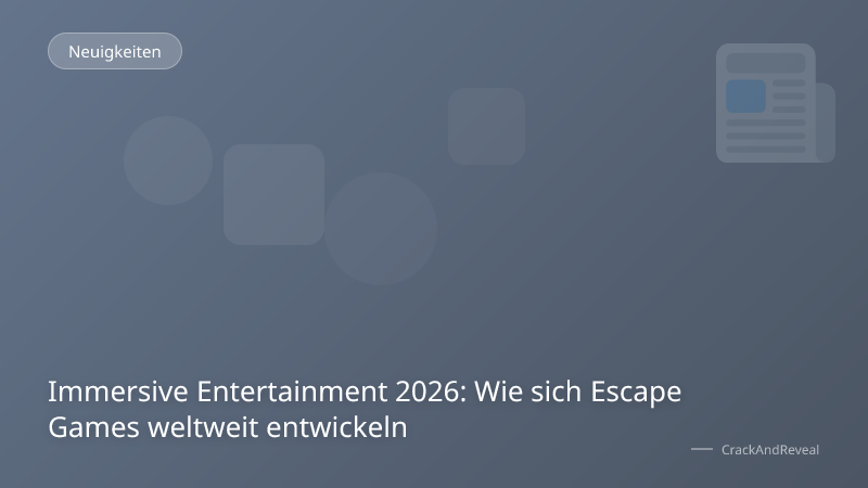 Immersive Entertainment 2026: Wie sich Escape Games weltweit entwickeln
