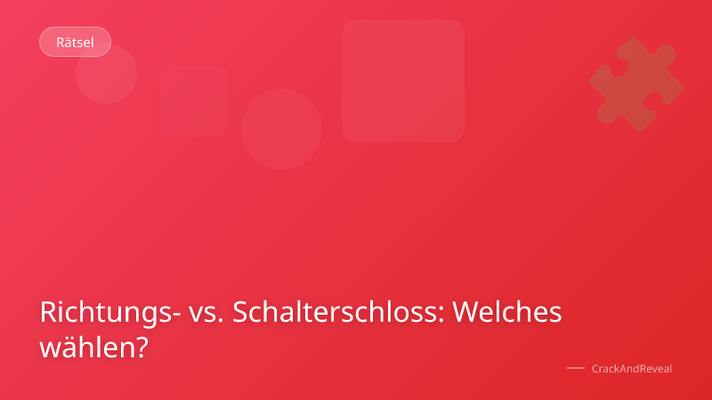 Richtungs- vs. Schalterschloss: Welches wählen?