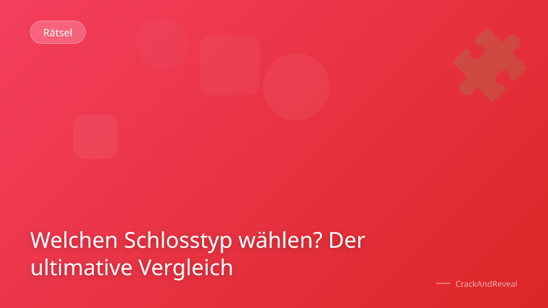 Welchen Schlosstyp wählen? Der ultimative Vergleich