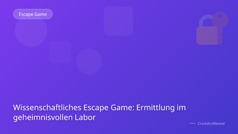 Wissenschaftliches Escape Game: Ermittlung im geheimnisvollen Labor