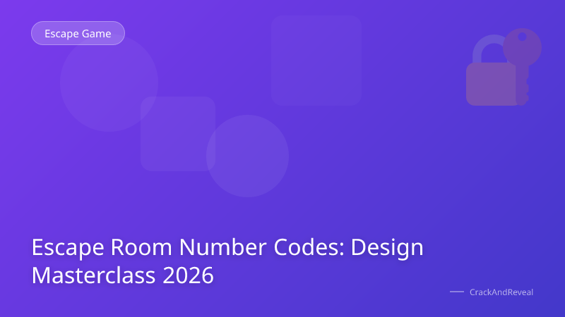 Escape Room Number Codes: Design Masterclass 2026