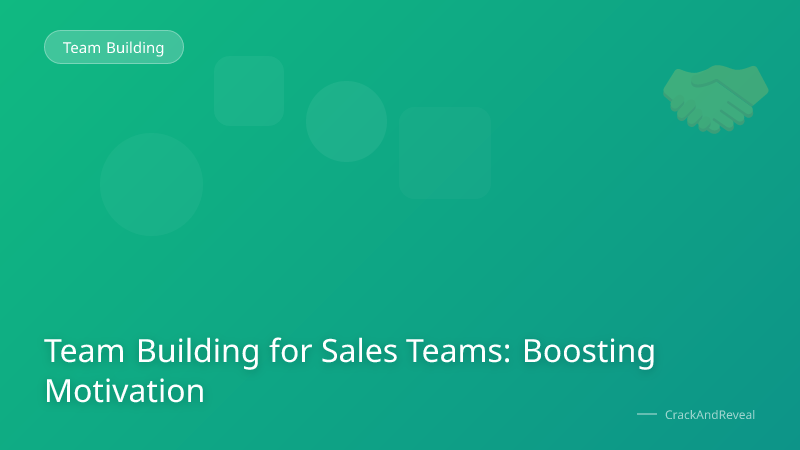 Team Building for Sales Teams: Boosting Motivation