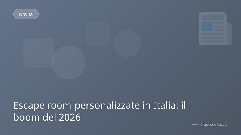 Escape room personalizzate in Italia: il boom del 2026