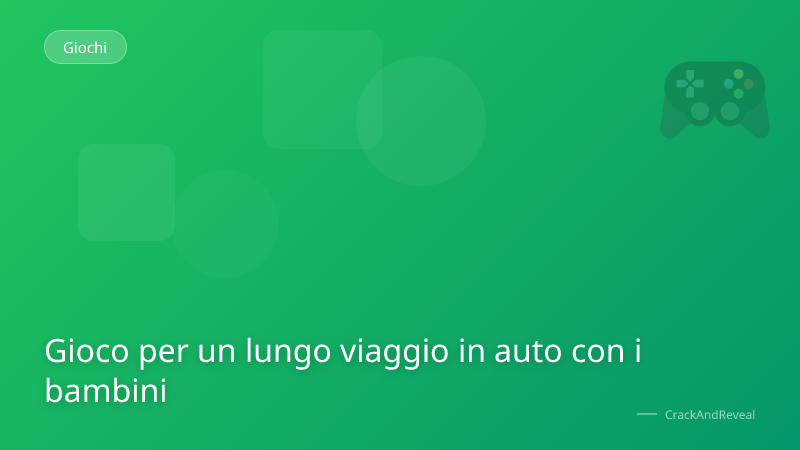 Gioco per un lungo viaggio in auto con i bambini